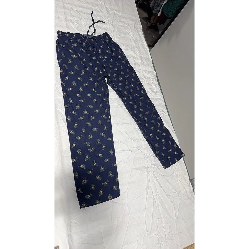 Ralph Lauren Polo Bear Pajama Pants Mens Medium Navy Blue Skiing Bear Cotton